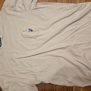 PLAYBOY Beige Short Sleeve Pocket Tee with Blue Bunny Embroidery Size Large